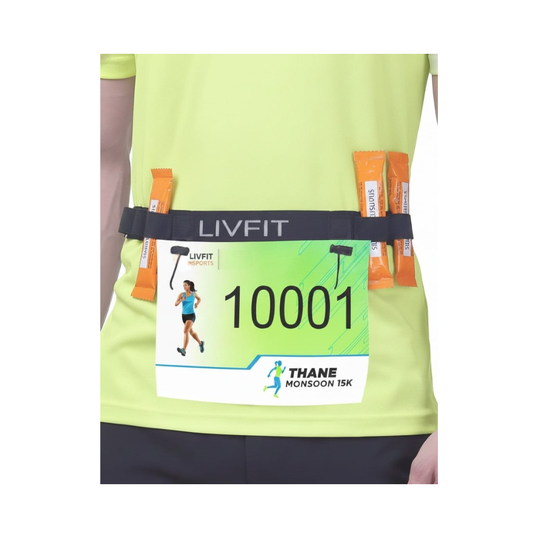 LIVFIT Race Number Belt – Professional Bib Holder for Triathlon, Marathon & Cycling