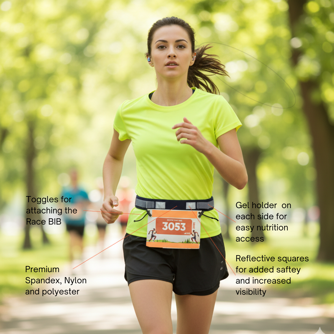 LIVFIT Race Number Belt – Professional Bib Holder for Triathlon, Marathon & Cycling