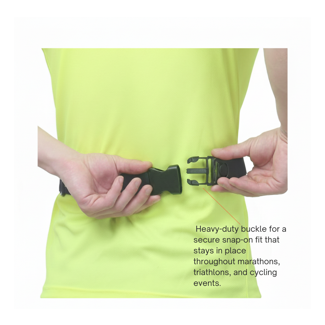 LIVFIT Race Number Belt – Professional Bib Holder for Triathlon, Marathon & Cycling